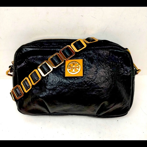 ♥️🥰100% Authentic Tory Burch Black Leather Crossbody Bag - Picture 1 of 14